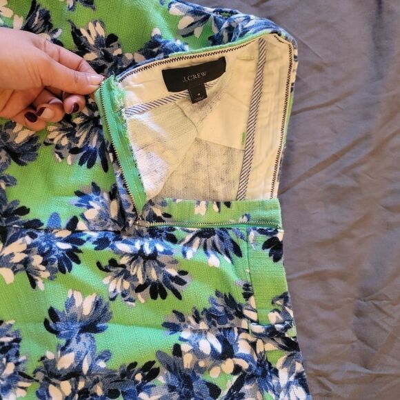 J Crew Green Twill Botanical Floral Shorts Sz 4 - Picture 6 of 6
